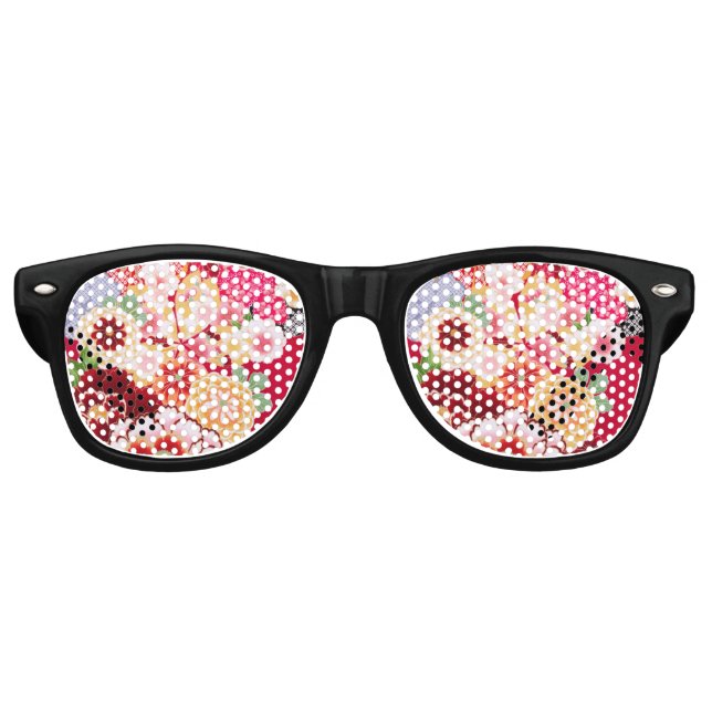 Falling Red Floral Burst Sonnenbrille (Vorderseite)