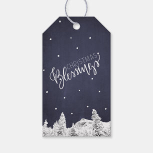 Falling Snow Navy White Weihnachtsstift Geschenkanhänger
