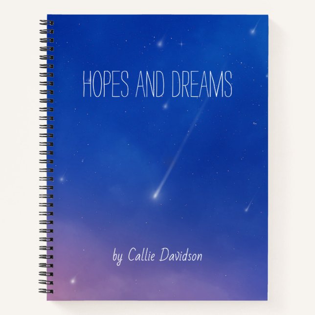 Falling Star Hopes and Dreams Journal Notizbuch (Vorderseite)