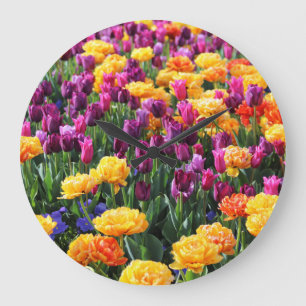 Falling Sunset Floral River Große Wanduhr