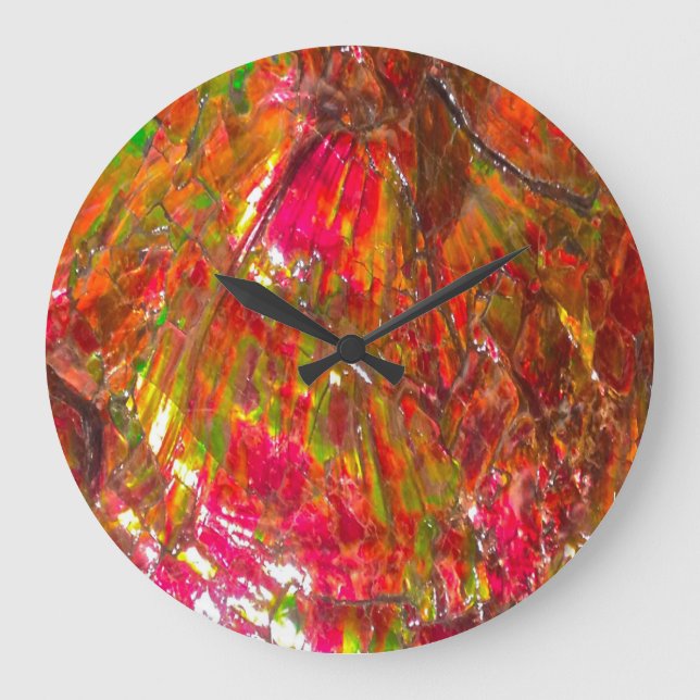 Falling Tropical Sunset Ammolit Große Wanduhr (Vorderseite)