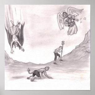 Falling und kriechende Engel der Teufel, Mann, der Poster
