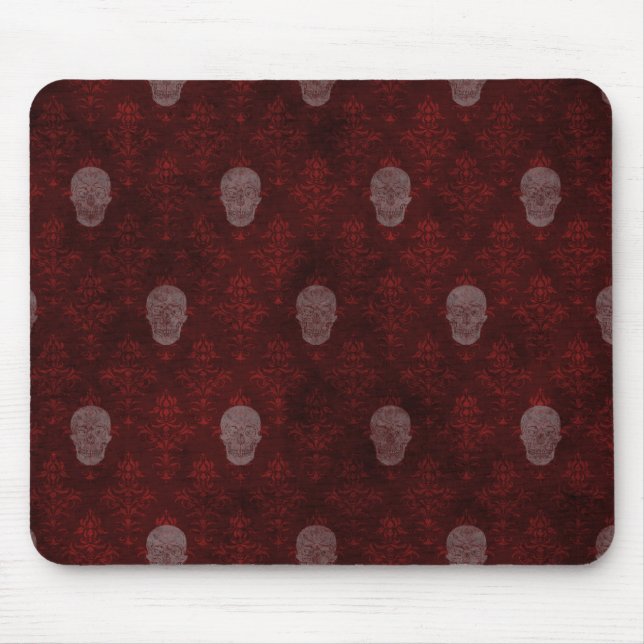Falling Viktorianisch Skulls Red Mousepad (Vorne)
