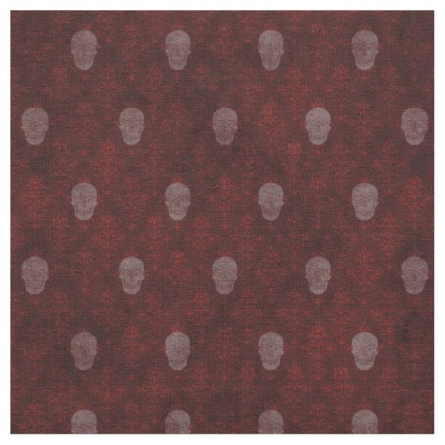 Falling Viktorianisch Skulls Red Stoff (Nahaufnahme)