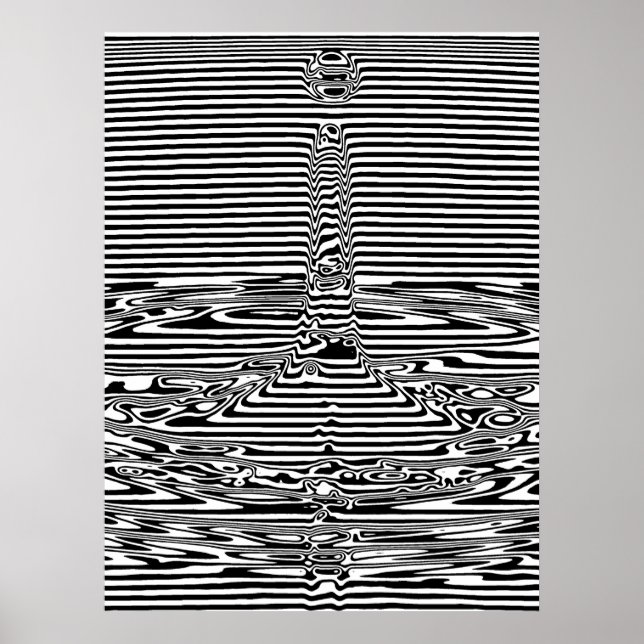 Falling Water Droplets in Ocean OP Art  Poster (Vorne)