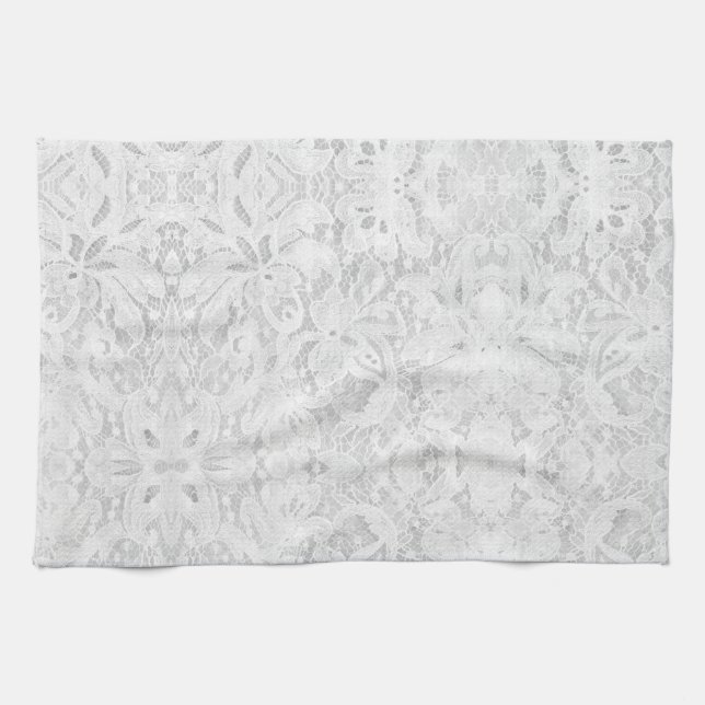 Falling White Lace Küchentuch (Horizontal)