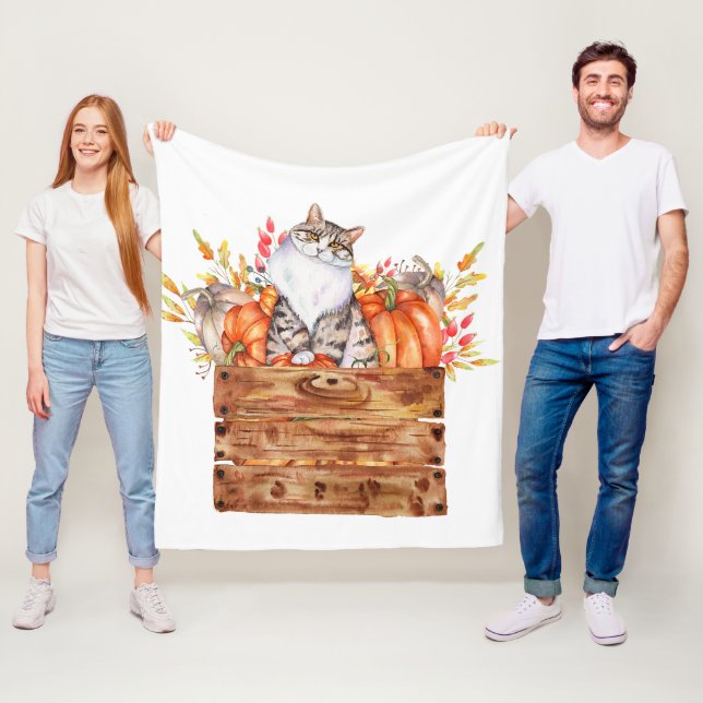Fallkatze und Kürbis in Kiste Fleecedecke (Beispiel)