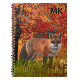 Falllandschaft mit Red Fox Monogram Notizblock