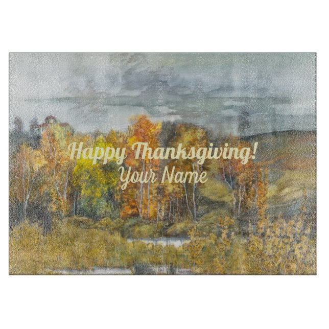 Falllandschaften Wasserfarbenzuschnitt Schneidebrett (Vorderseite)