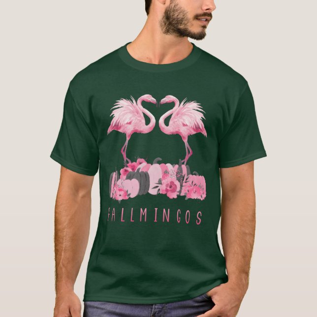 Fallmingo Pumpkin Watercolor Flamingo Freunde T-Shirt (Vorderseite)