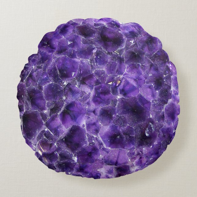 Falln Amethyst-Spitzen Rundes Kissen (Vorderseite)