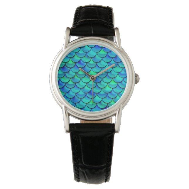 Falln Aqua Blue Scales Armbanduhr (Vorderseite)