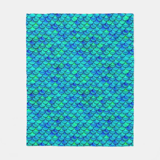Falln Aqua Blue Scales Fleecedecke (Vorderseite)
