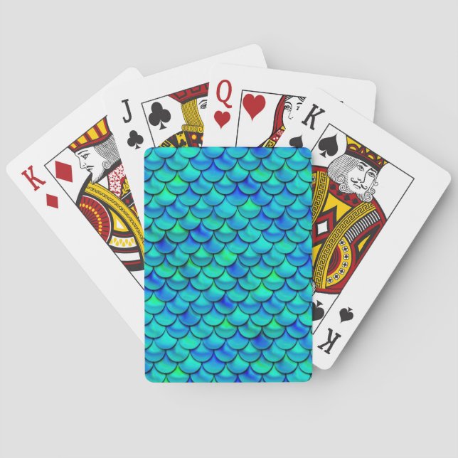 Falln Aqua Blue Scales Spielkarten (Rückseite)