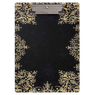 Falln Black and Gold Filigree Klemmbrett