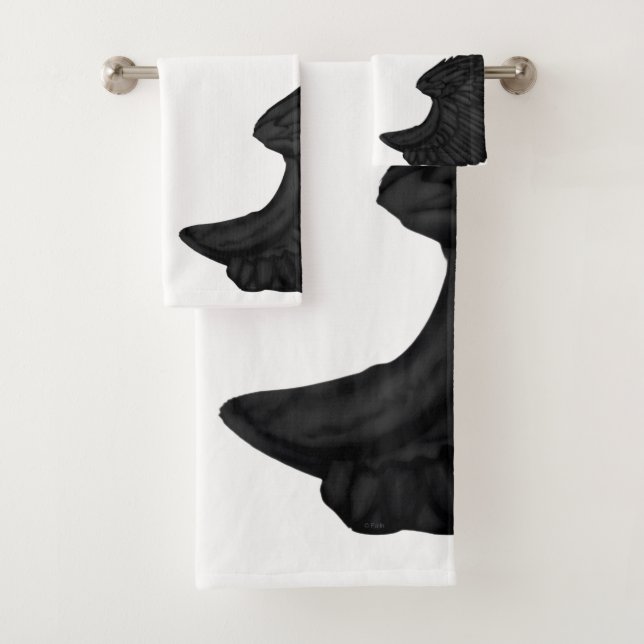 Falln Black Angel Wings Badhandtuch Set (Insitu)