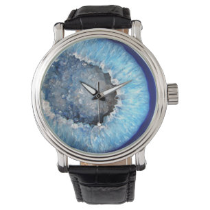 Falln blaues KristallGeode Armbanduhr