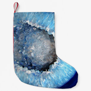 Falln blaues KristallGeode Kleiner Weihnachtsstrumpf