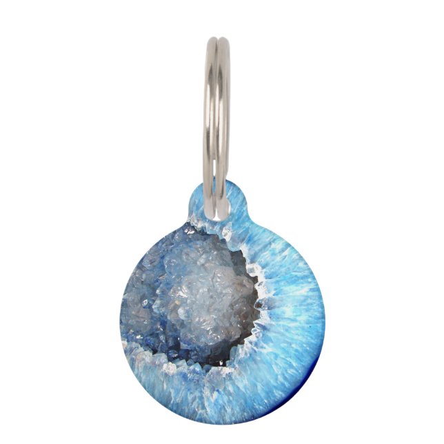 Falln blaues KristallGeode Tiernamensmarke (Vorderseite)