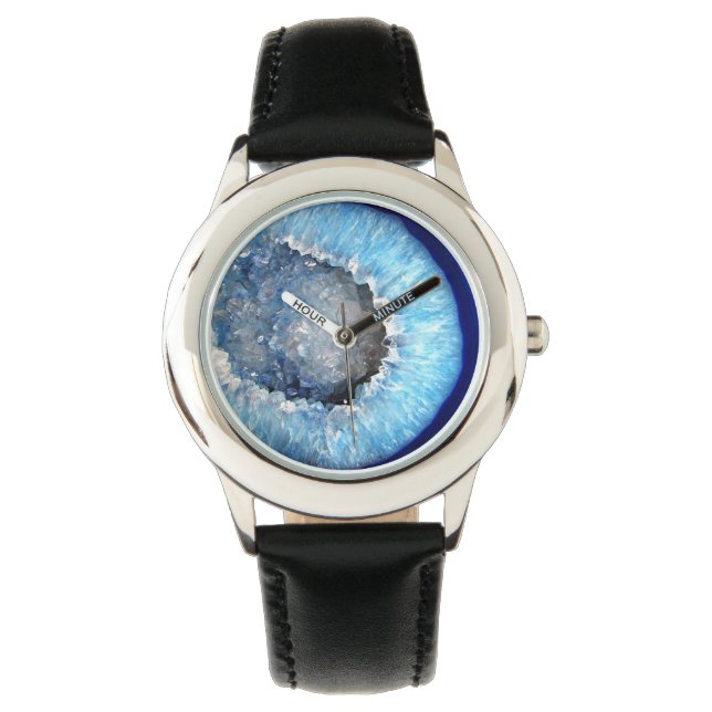 Falln Blue Crystal Geode Armbanduhr (Vorderseite)