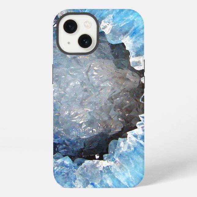 Falln Blue Crystal Geode iPhone Hülle (Rückseite)