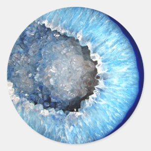 Falln Blue Crystal Geode Runder Aufkleber