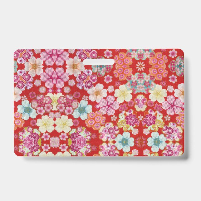 Falln Crimson Floral Chirimen Ausweis (Vorderseite)