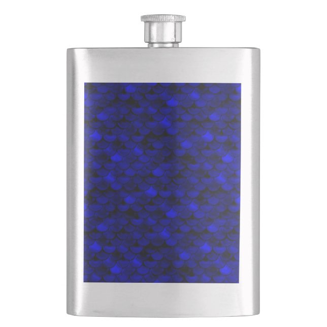 Falln Dark Blue Mermaid Scales Flachmann (Vorderseite)