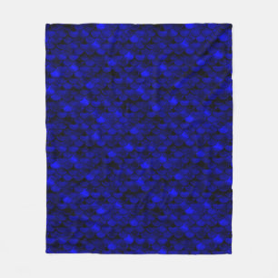 Falln Dark Blue Mermaid Scales Fleecedecke