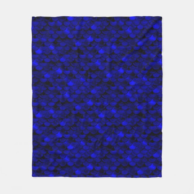 Falln Dark Blue Mermaid Scales Fleecedecke (Vorderseite)