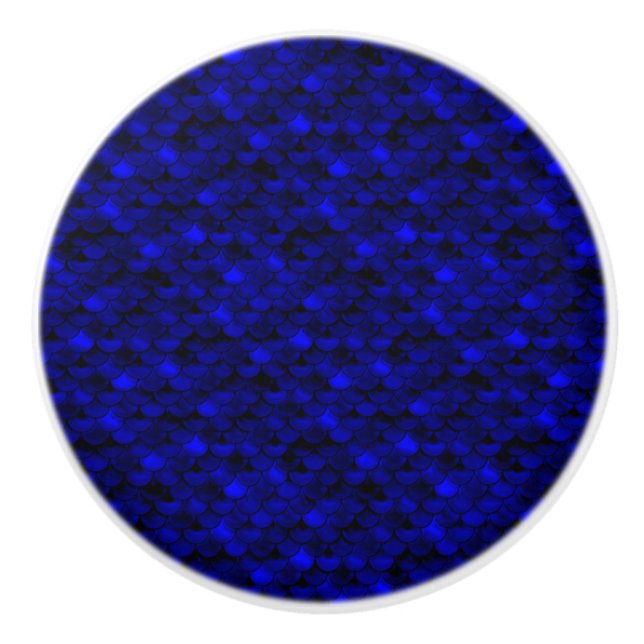 Falln Dark Blue Mermaid Scales Keramikknauf (Vorderseite)