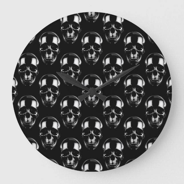 Falln Dark Skulls Große Wanduhr (Vorderseite)