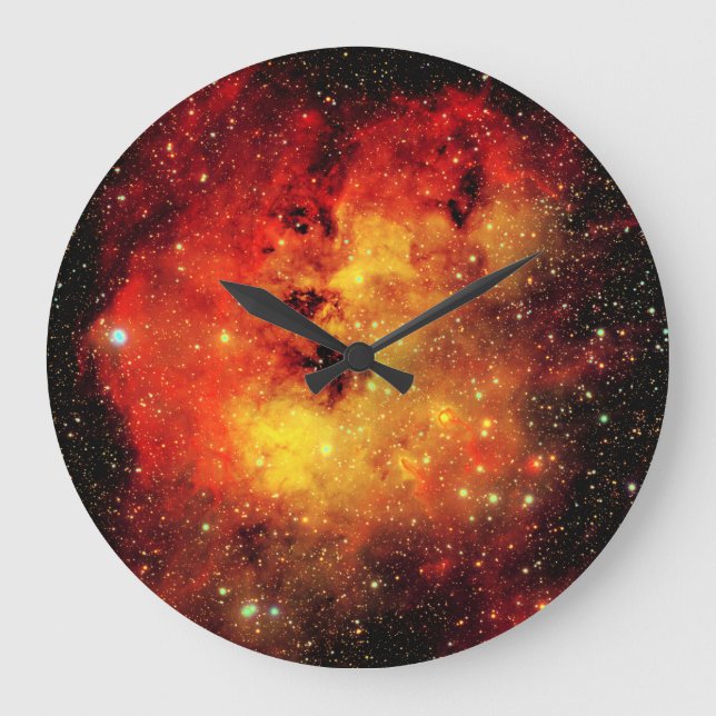 Falln Galaxy auf Feuer Große Wanduhr (Vorderseite)