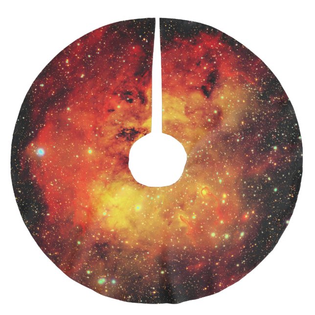 Falln Galaxy auf Feuer Polyester Weihnachtsbaumdecke (Vorderseite)