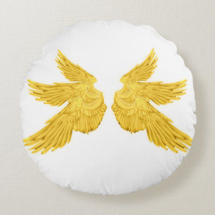 Falln Gold Archangel Wings Rundes Kissen