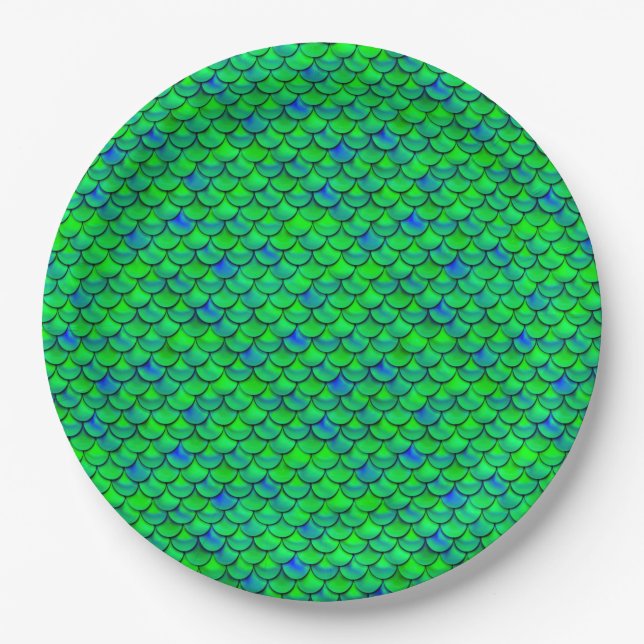 Falln Green Blue Scales Pappteller (Vorderseite)
