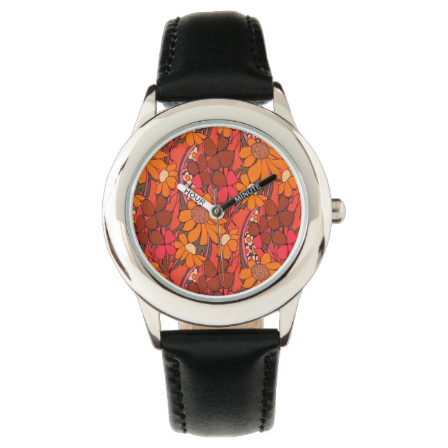Falln Groovy Blume Armbanduhr (Vorderseite)
