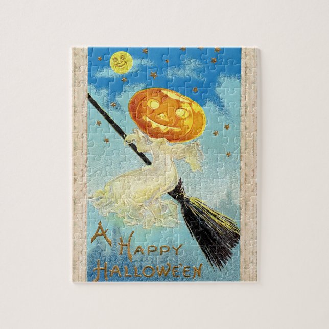 Falln Happy Halloween Pumpkin Hexe Puzzle (Vertikal)