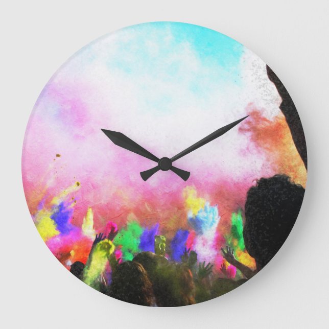 Falln Holi Colors Große Wanduhr (Vorderseite)