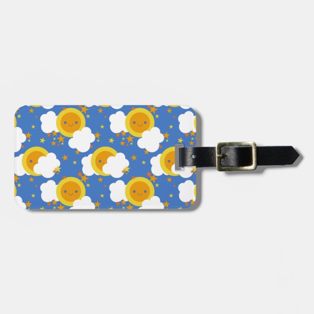 Falln Kawaii Moon, Sterne, Sonnenschein Gepäckanhänger (Vorderseite horizontal)