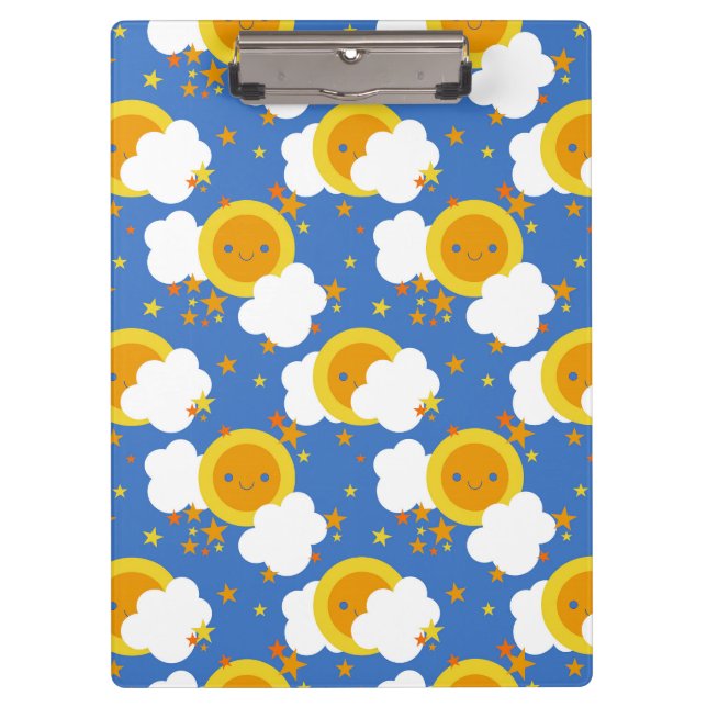 Falln Kawaii Moon, Sterne, Sonnenschein Klemmbrett (Vorderseite)