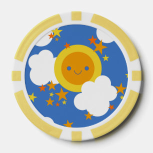 Falln Kawaii Moon, Sterne, Sonnenschein Pokerchips