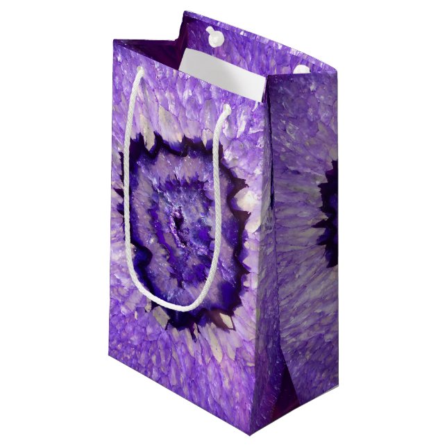 Falln lila Achat Geode Kleine Geschenktüte (Vorderseite Schrägansicht)