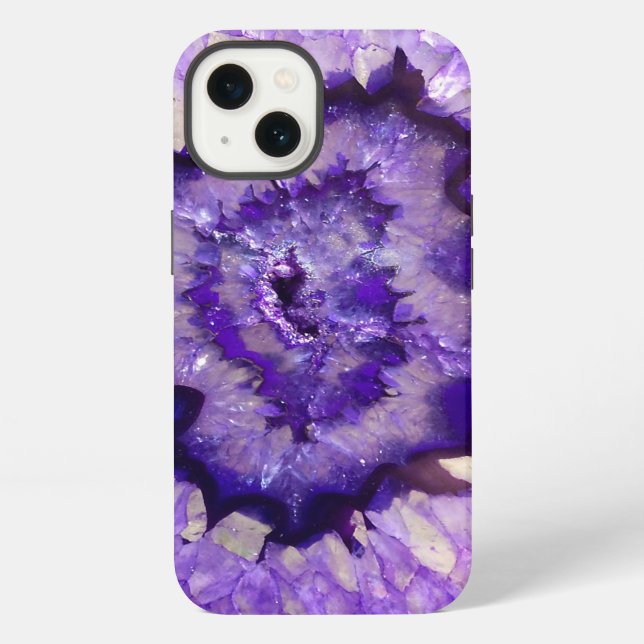 Falln Lila Agate Geode iPhone Hülle (Rückseite)