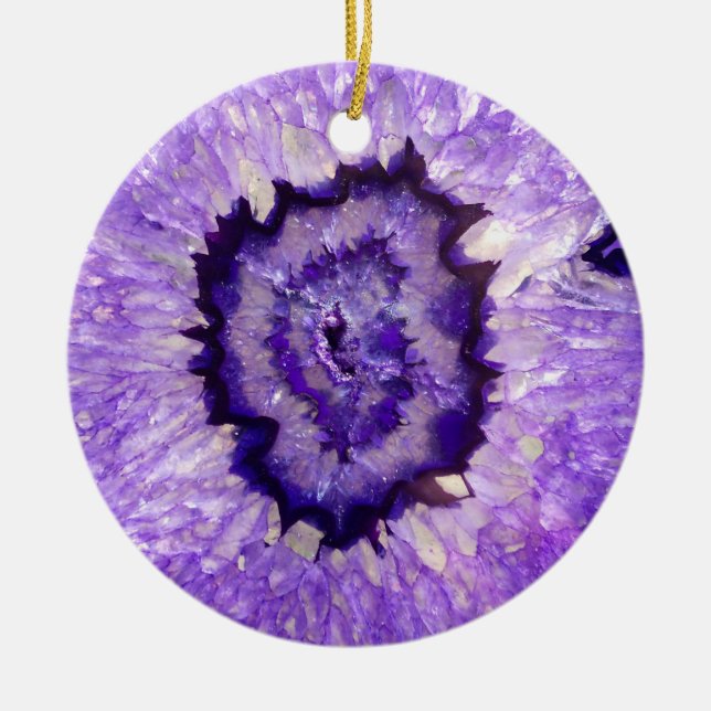 Falln Lila Agate Geode Keramik Ornament (Vorne)