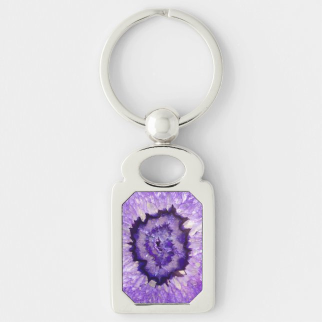 Falln Lila Agate Geode Schlüsselanhänger (Vorderseite)