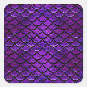 Falln Lila & Blue Mermaid Scales Quadratischer Aufkleber