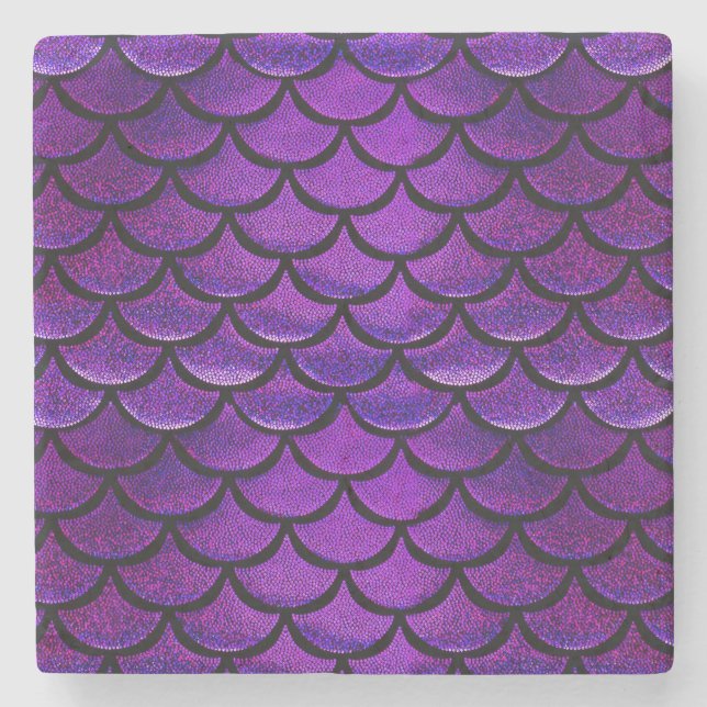 Falln Lila & Blue Mermaid Scales Steinuntersetzer (Vorderseite)