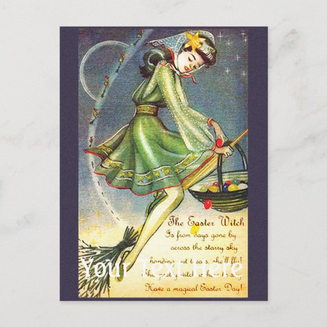 Falln Oaster Hexe Feiertagspostkarte (Vorderseite)