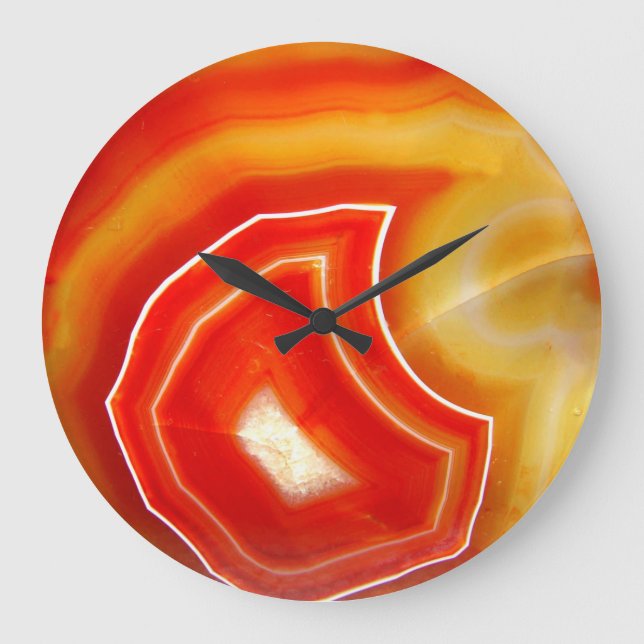 Falln Orange Agate Große Wanduhr (Vorderseite)